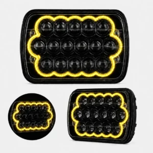 UNIDAD  7in CON 15 HIPER-LEDS DE 3W C/U OJO DE ANGEL AMARILLO-BLANCO (PAR)