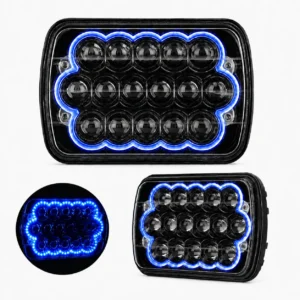 UNIDAD  7in CON 15 HIPER-LEDS DE 3W C/U OJO DE ANGEL AZUL-BLANCO (PAR)