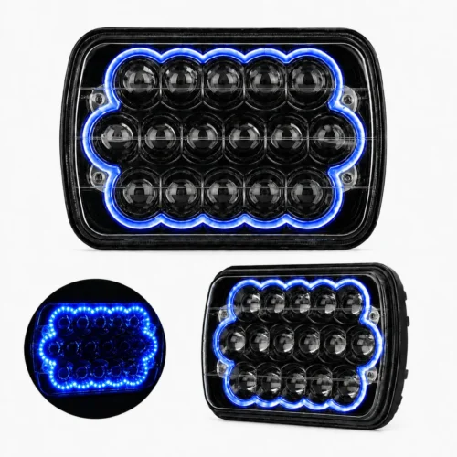 UNIDAD 7 PULGADAS CON ARILLO DE LED AZUL BLANCO(PAR)
