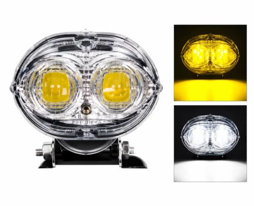 FARO DE LED BICOLOR 35MM 14W CUERPO
METÁLICO Y PLÁSTICO LUZ FIJA Y ESTROBO 12/24V