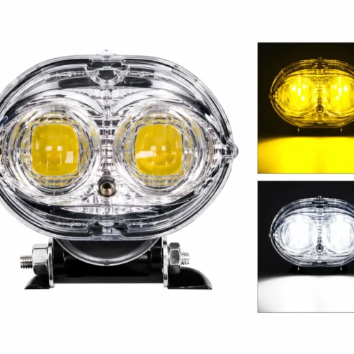 FARO DE LED BICOLOR 35MM 14W CUERPO
METÁLICO Y PLÁSTICO LUZ FIJA Y ESTROBO 12/24V