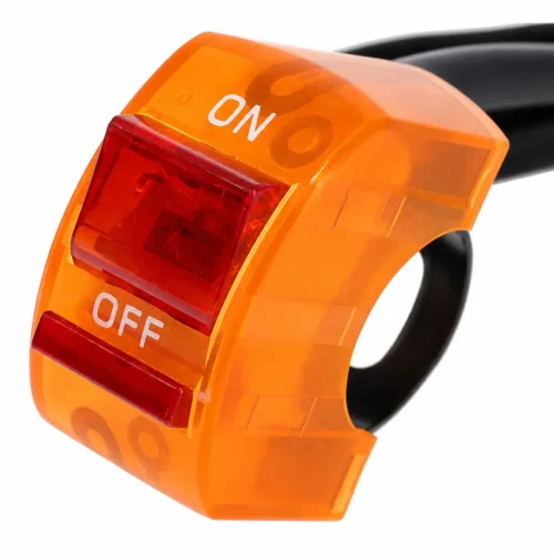 SWITCH PARA MOTOCICLETA 1 BOTON COLOR TRANSPARENTE NARANJA (10 PZAS)