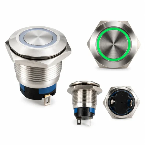 SWITCH UNIVERSAL BOTON ARILLO LED VERDE (10 PZAS)