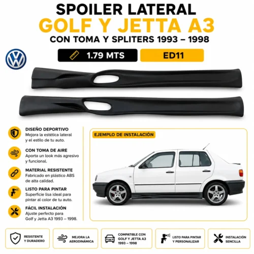 ED11 Spoiler lateral Golf y Jetta A3 con toma y spliters 1993 — 1998 1.79 MTS