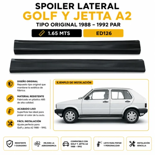 ED126 Spoiler lateral Golf y Jetta A2 tipo original1988 — 1992 par 1.65 MTS