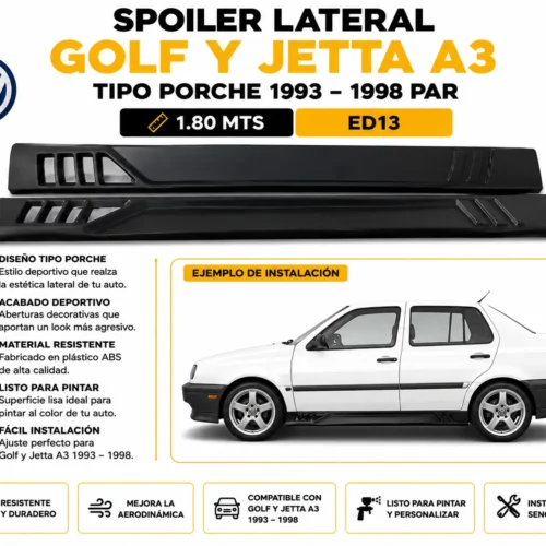 ED13 Spoiler lateral Golf y Jetta A3 tipo porche 1993 — 1998 par 1.80 MTS