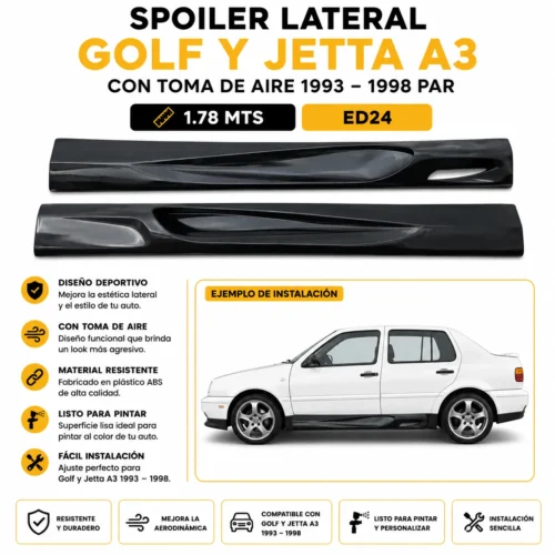 ED24 Spoiler lateral Golf y Jetta A3 con toma de aire 1993 — 1998 par 1.78 MTS