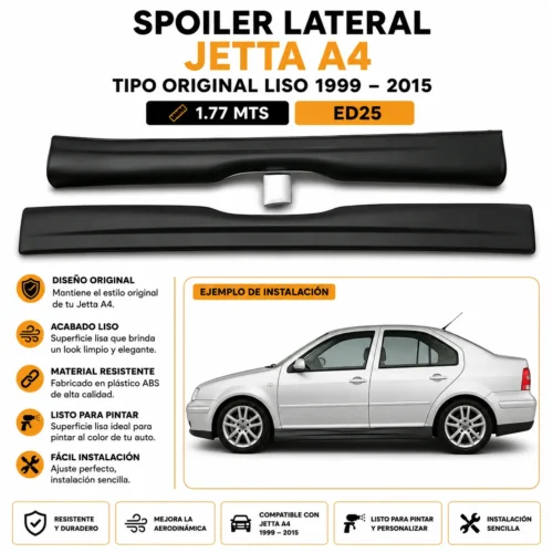Spoiler lateral Jetta A4 Tipo original liso 1999 — 2015 par 1.77 MTS