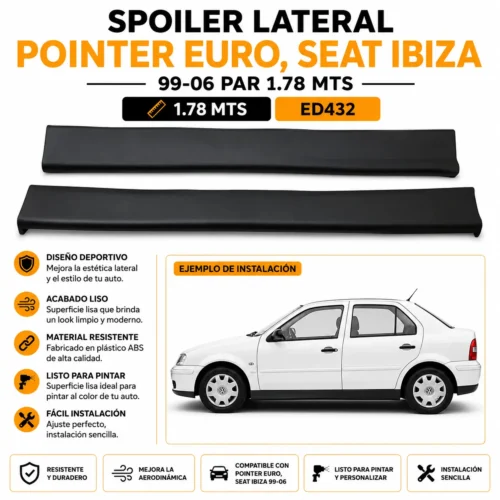 Spoiler lateral Pointer euro, seat Ibiza 99-06 par 1.78 MTS