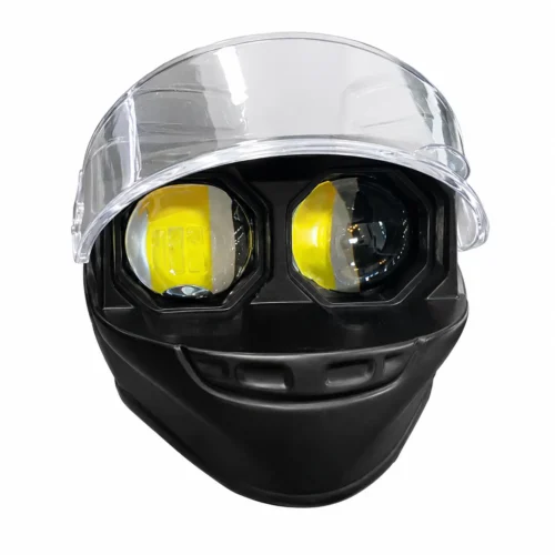 FARO TIPO CASCO MOTO CON 2 HIPER LEDS 30W BLANCO/AMARILLO CON LUPA Y 5 FUNCIONES DE ESTROBO