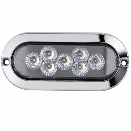 PLAFON OVALADO CON 7 LEDS, BISEL CROMADO, CON FUNCIÓN DE ESTROBO BLANCO