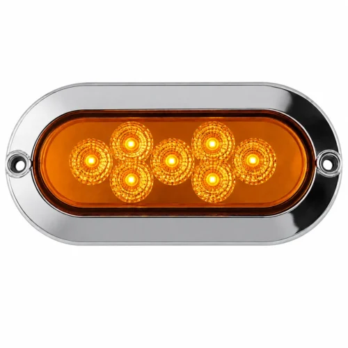 LA-PO7Y PLAFON OVALADO CON 7 LEDS, BISEL CROMADO, CON FUNCIÓN DE ESTROBO AMBAR