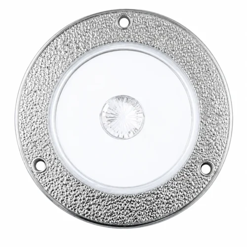 PLAFON REDONDO CON 1 LED, OJO DE ÁNGEL TIPO GEL, BISEL CROMADO CON TEXTURA Y FUNCIONES BLANCO