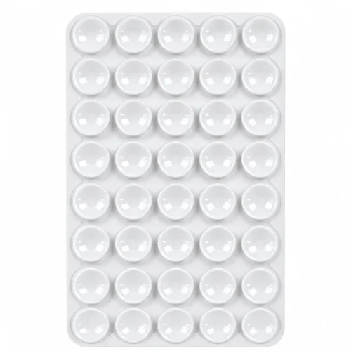 PORTA CELULAR DE SILICON CUADRADO CON CHUPONES BLANCO