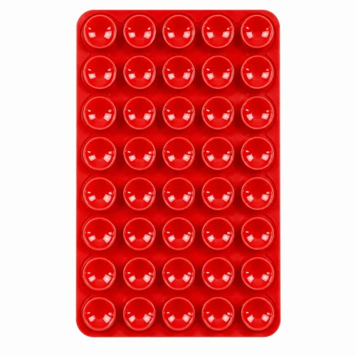 PORTA CELULAR DE SILICON CUADRADO CON CHUPONES ROJO