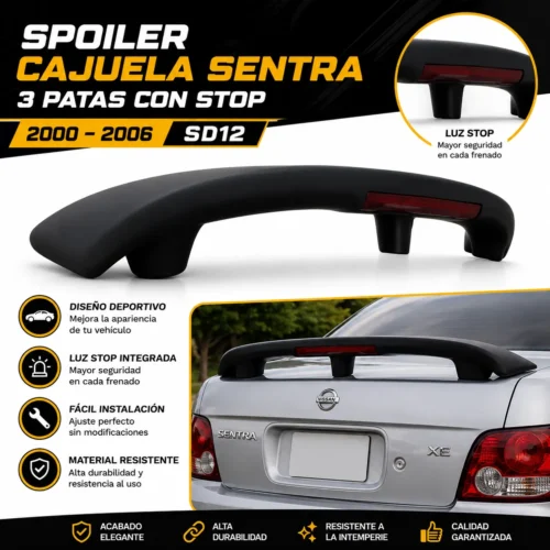 Spoiler cajuela Sentra 3 patas con stop 2000 — 2006