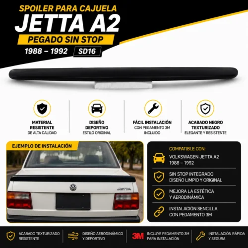 Spoiler para cajuela Jetta A2 Pegado sin stop 1988 — 1992
