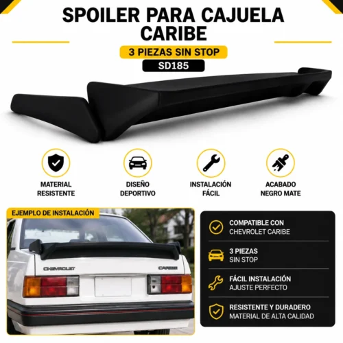 Spoiler para cajuela Caribe 3 piezas sin stop