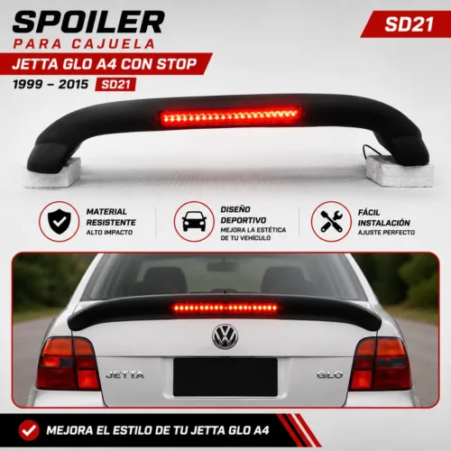 SD21 Spoiler para cajuela Jetta GLO A4 con stop 1999 — 2015