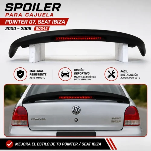 SD245 Spoiler para cajuela Pointer 07, Seat Ibiza con stop 2000 — 2009 universal
