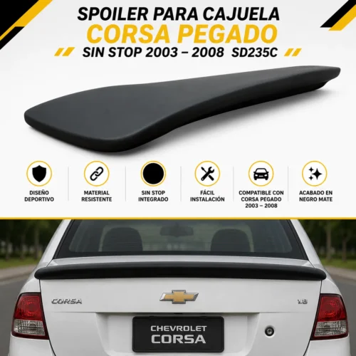 Spoiler para cajuela Corsa pegado sin stop 2003 — 2008