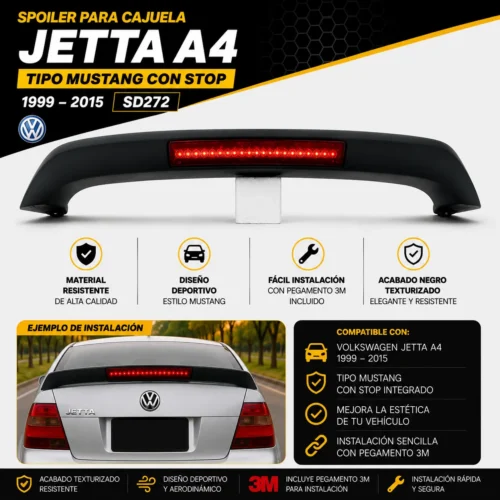 SD272 Spoiler para cajuela Jetta A4 tipo mustang con stop 1999—2015