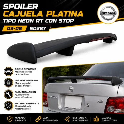 SPOILER CAJUELA PLATINA TIPO NEON RT CON STOP 03-08