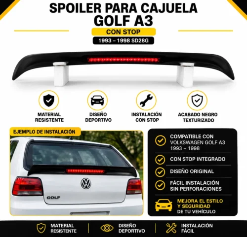 Spoiler para cajuela Golf A3 con stop 1993 — 1998