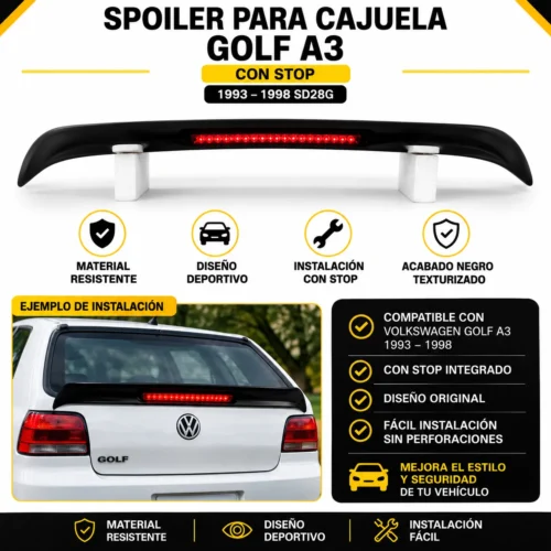 Spoiler para cajuela Golf A3 con stop 1993 — 1998
