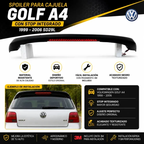 Spoiler para cajuela Golf A4 con stop 1999 — 2006