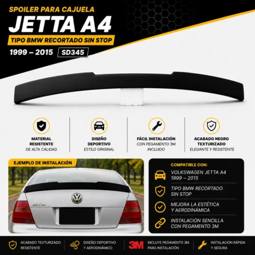 SD345 Spoiler para cajuela Jetta A4 tipo BMW recortado sin stop 1999 — 2015