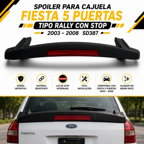 Spoiler para cajuela Fiesta 5 puertas tipo rally con stop 2003 — 2008