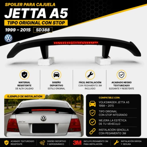 SD388 Spoiler para cajuela Jetta A5 tipo original con stop 1999 — 2015