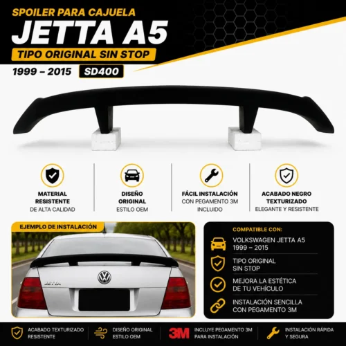 SD400 Spoiler para cajuela Jetta A5 tipo original sin stop 1999 — 2015
