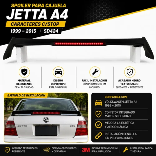 Spoiler para cajuela Jetta A4 caracteres c/stop 1999 — 2015