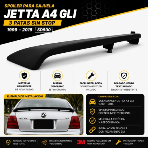Spoiler para cajuela Jetta A4 GLI 3 patas sin stop 1999 — 2015
