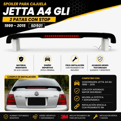 Spoiler para cajuela Jetta A4 GLI 2 patas con stop 1999 — 2015