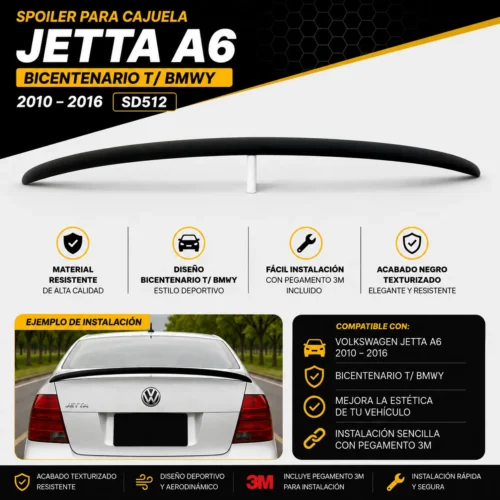 SD512 Spoiler para cajuela Jetta A6 Bicentenario T/ BMW 2010—2016