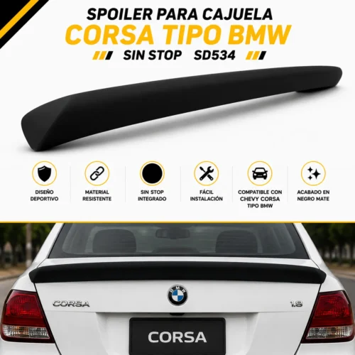 Spoiler para cajuela Corsa tipo BMW sin stop
