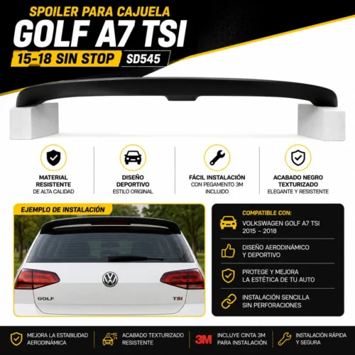 Spoiler para cajuela Golf a7 TSI 15-18 Sin stop