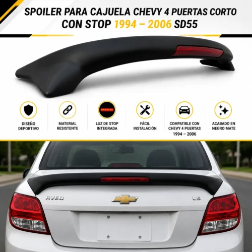Spoiler para cajuela Chevy 4 puertas corto con stop 1994 — 2006