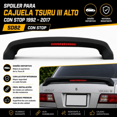 Spoiler para cajuela Tsuru III alto con stop 1992 — 2017