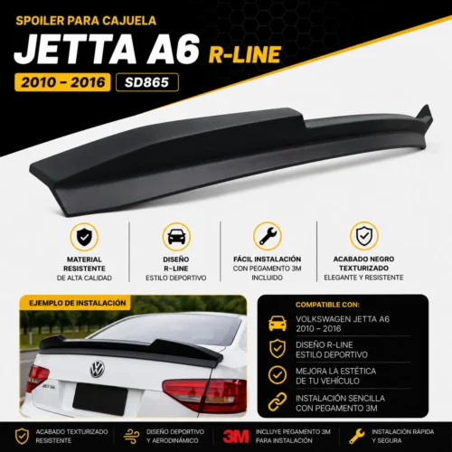SD865 SPOILER PARA CAJUELA JETTA A6 R-LINE 2010-2016