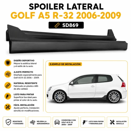 SD869 SPOILER LATERAL GOLF A5 R-32 2006- 2009