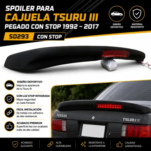 Spoiler para cajuela Tsuru III pegado con stop 1992 — 2017