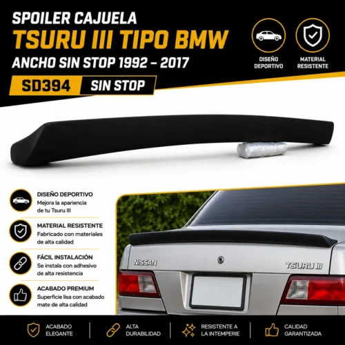 Spoiler cajuela Tsuru III tipo BMW ancho sin stop 1992 — 2017