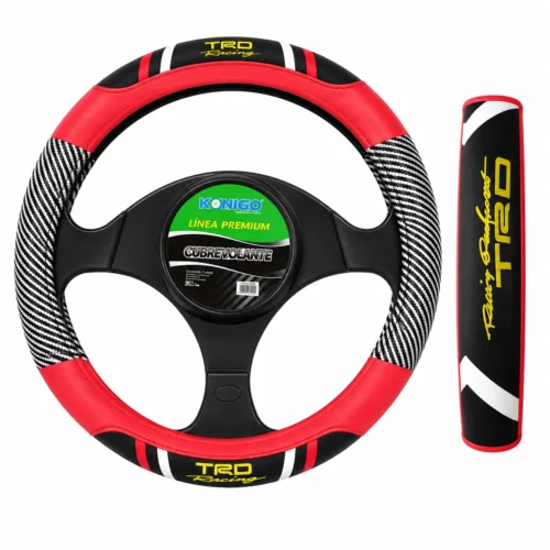 SHI996-0RG FUNDA DE VOLANTE AUTOMOTRIZ TACTO-PIEL ROJO CON LOGO NARANJA (PZA)