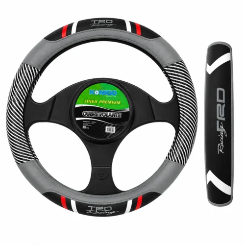 SHI996-GY FUNDA DE VOLANTE AUTOMOTRIZ TACTO-PIEL GRIS CON LOGO GRIS (PZA)