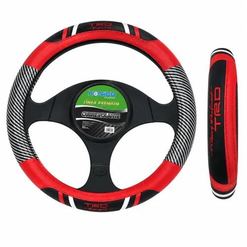SHI996-RD FUNDA DE VOLANTE AUTOMOTRIZ TACTO-PIEL ROJO CON LOGO ROJO (PZA)