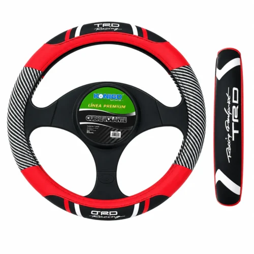 SHI996-WH FUNDA DE VOLANTE AUTOMOTRIZ TACTO-PIEL ROJO CON LOGO BLANCO (PZA)